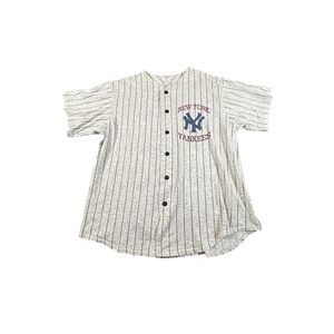 Vintage 90s Off The‎ Bench NY Yankees Striped Baseball Jersey Shirt Size XL